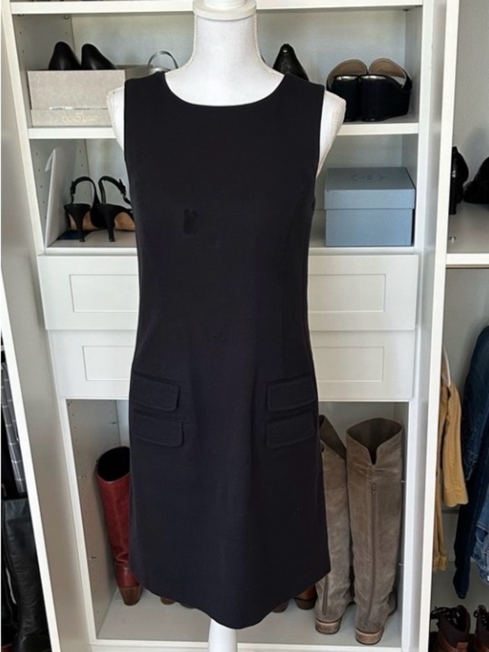 Brooks Brothers Sheath Dress Womens 8 Navy Blue Textured Cotton Business Career